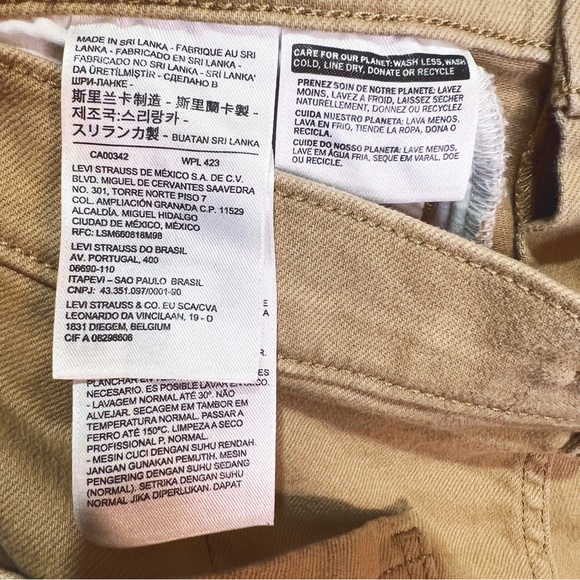 Levi's Ribcage Wide Leg Jeans Khaki Tan Women's 30 Cropped Ankle - Picture 9 of 10